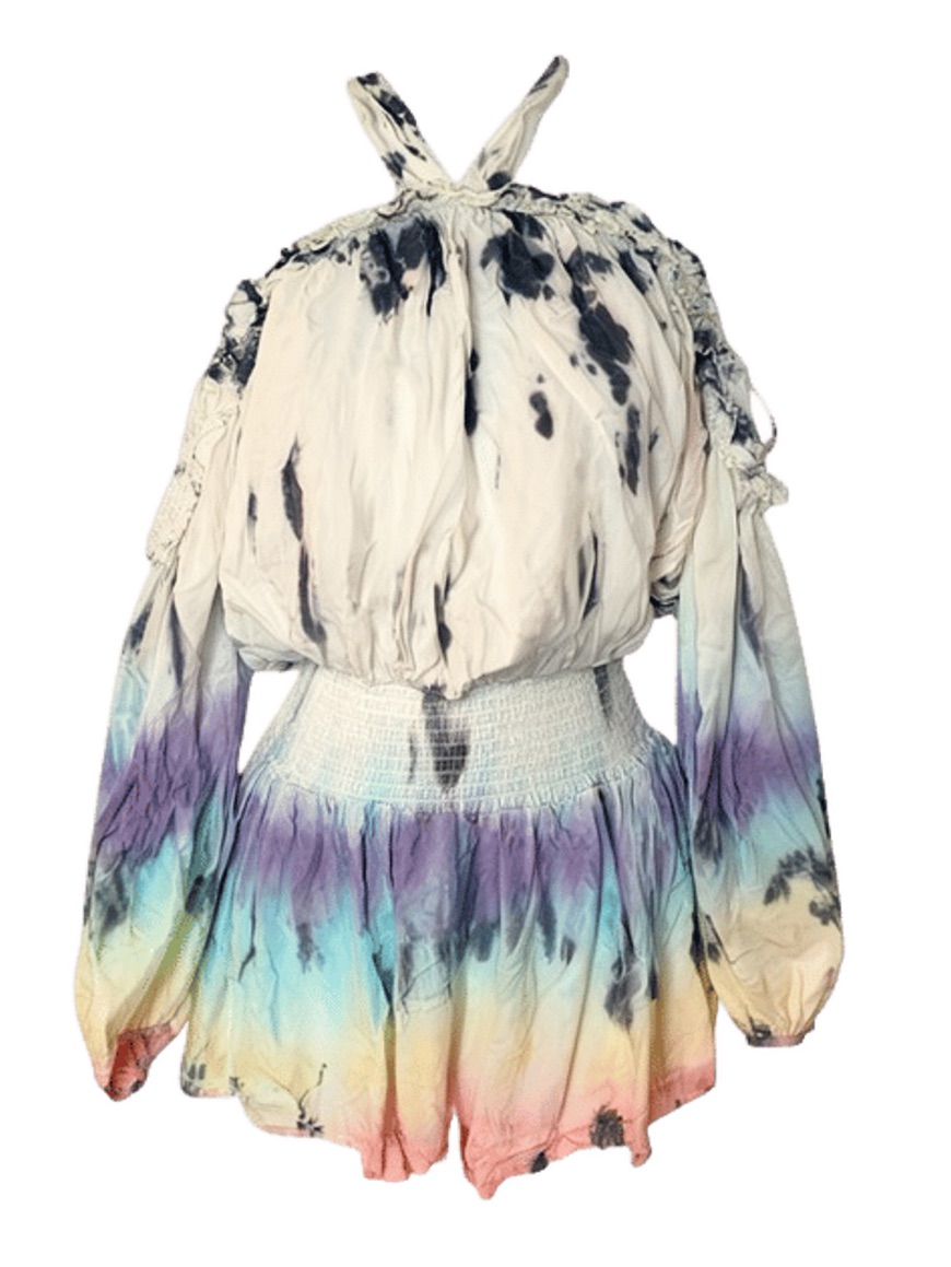 Surf Gypsy Tie-Dye Rainbow Romper Nwt L